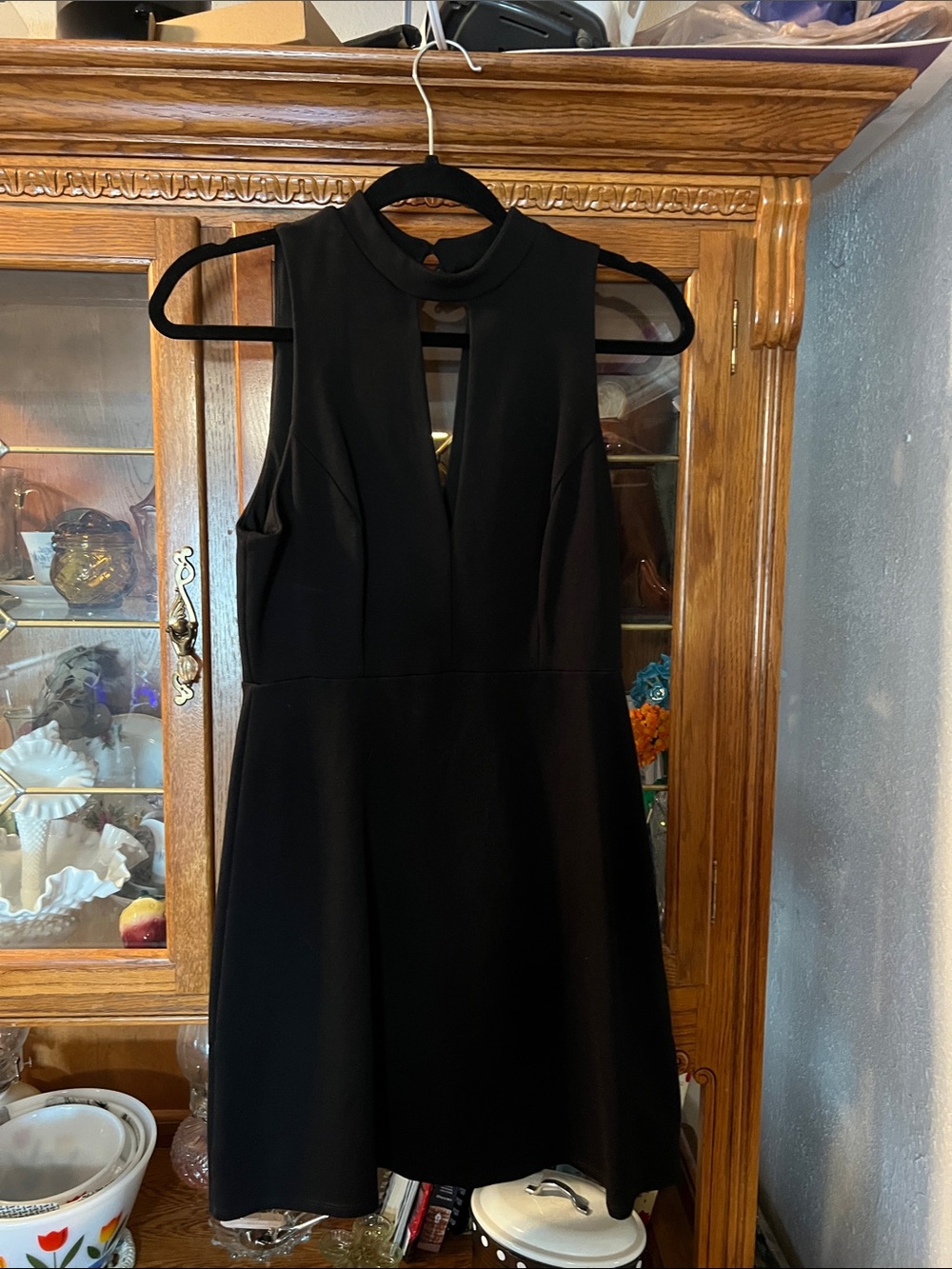 Soprano Black Sleeveless Mini Dress with High Neck